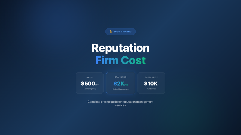 Reputation Management Firm Cost: Complete Guide for 2026