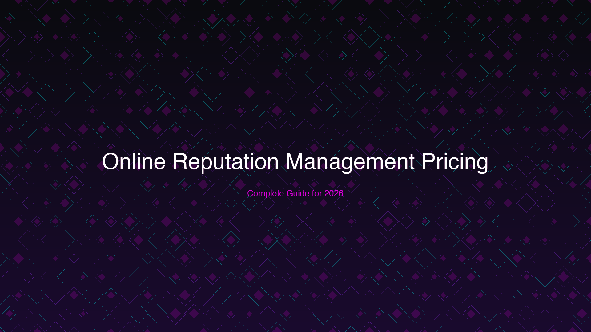 Online Reputation Management Pricing