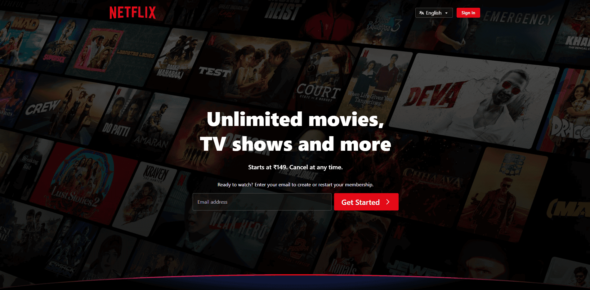 Netflix website