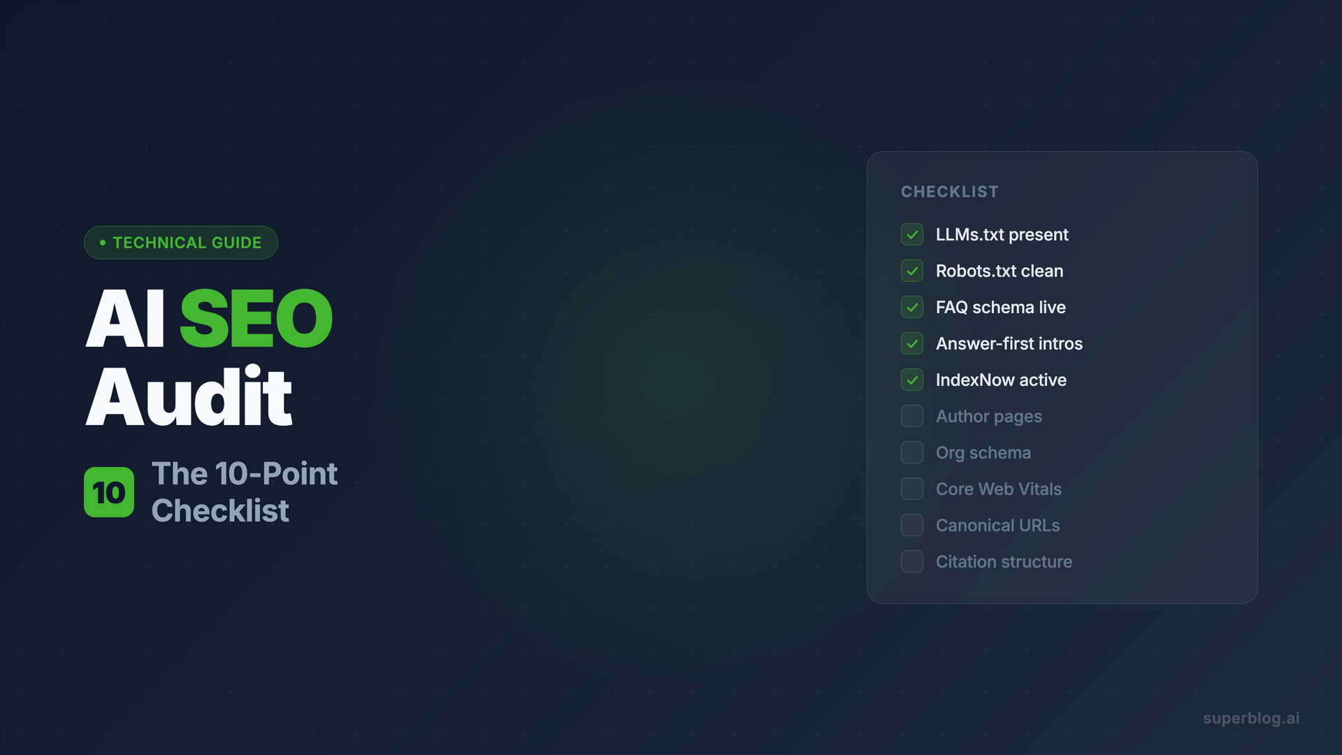 AI SEO Audit: The 10-Point Checklist for Business Blogs (2026)