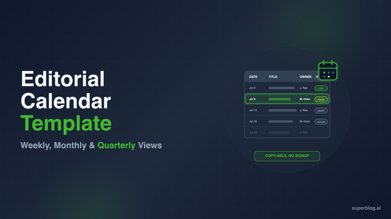 Editorial Calendar Template: Weekly, Monthly, and Quarterly Views