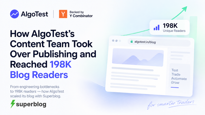 AlgoTest case study showing 198K blog readers with Superblog