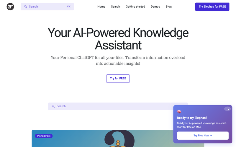 Elephas blog homepage