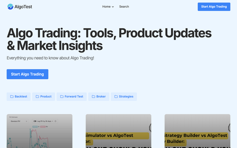AlgoTest blog homepage