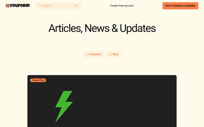 Youform blog homepage