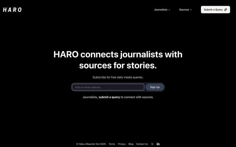 HARO Connectively homepage