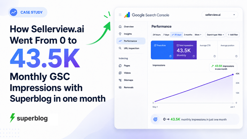 How Sellerview.ai Went From 0 to 43.5K Monthly GSC Impressions on Superblog in one month