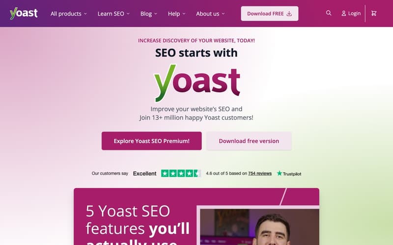 Yoast SEO homepage