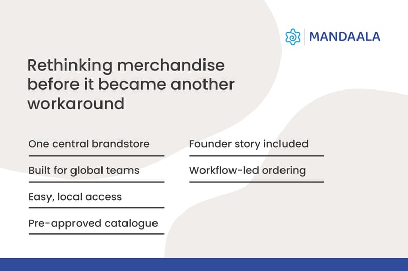Central brandstore used to manage branded merchandise for global teams