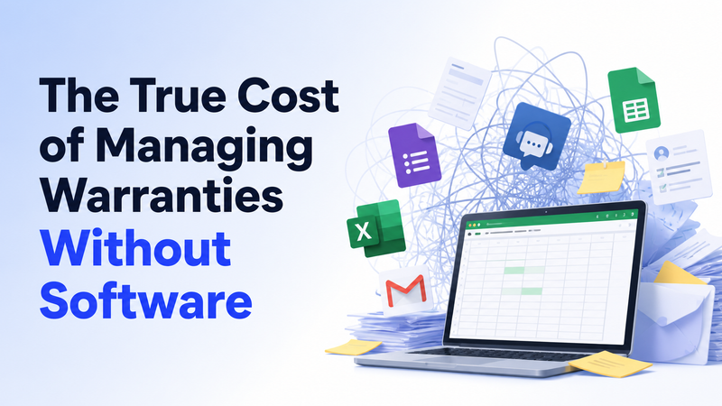 Manual warranty management using spreadsheets, email, forms, notes, and disconnected tools workflows.