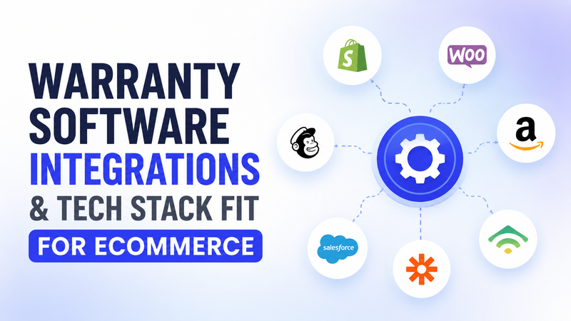 Warranty software integrations visual connecting ecommerce, CRM, marketing, and automation platforms together