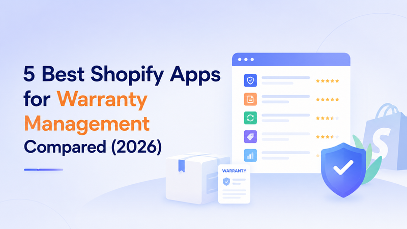 Hero banner showing Shopify warranty app comparison with dashboard illustration