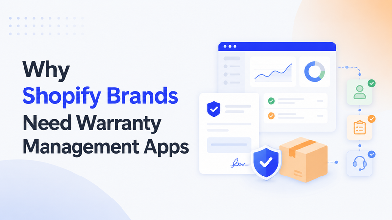 Banner showing Shopify warranty management needs with claims dashboard illustration
