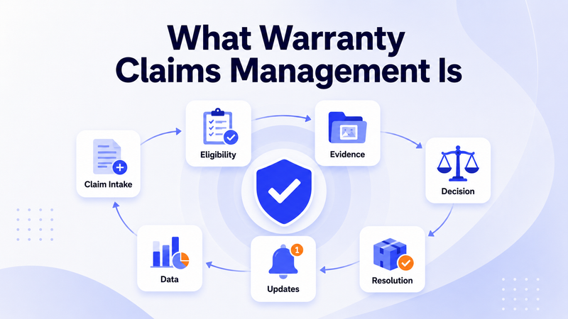 Warranty claims management connects intake, eligibility, evidence, decisions, resolution, updates, and data