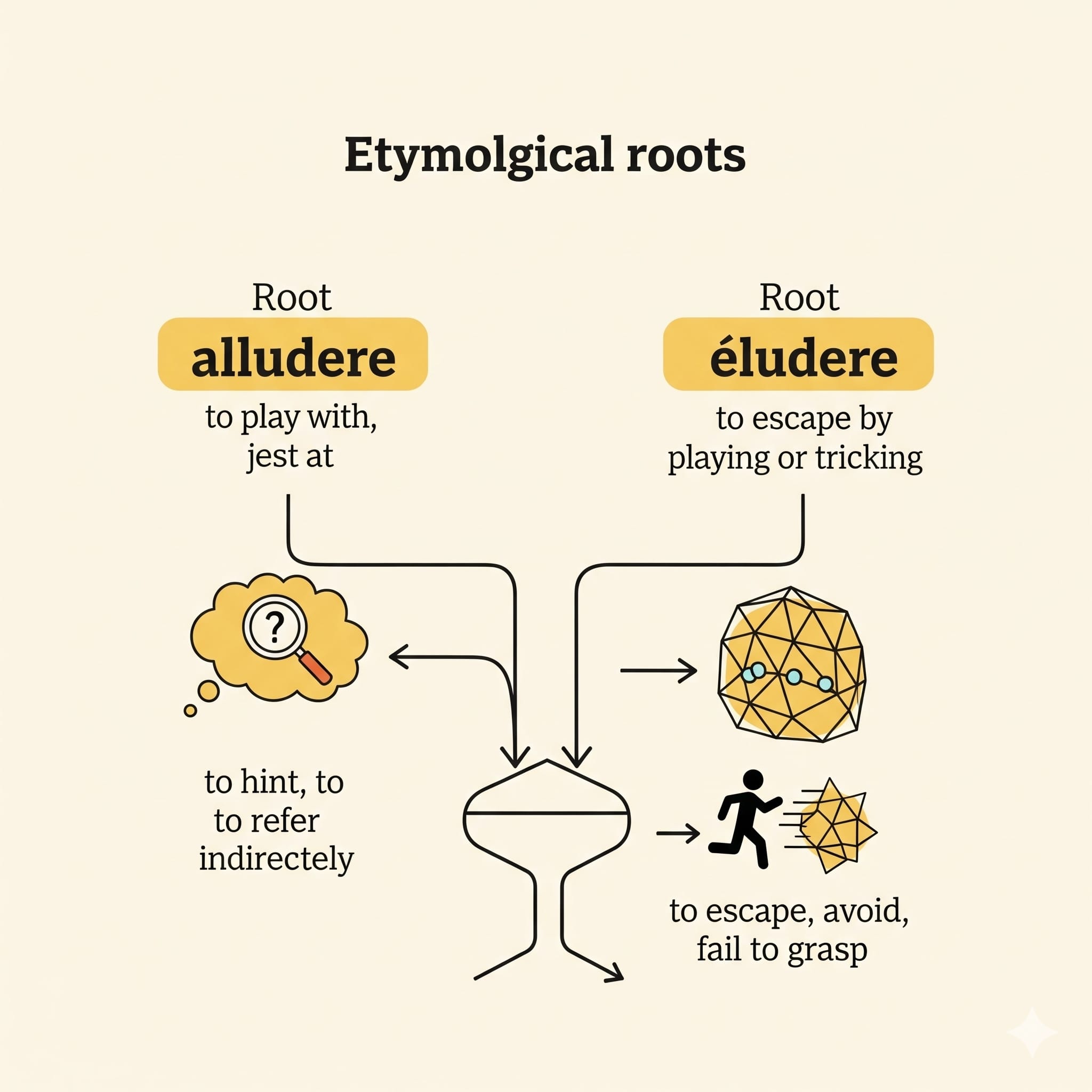 Origin of Allude & Elude (Latin Roota)