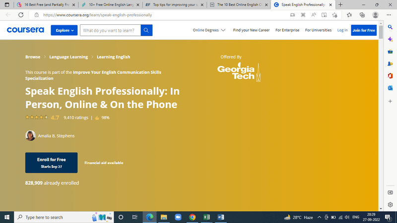 Coursera  - Speak English Professionally: In person, Online & On the Phone - image - screenshot