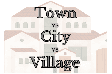 An image of town vs city vs village