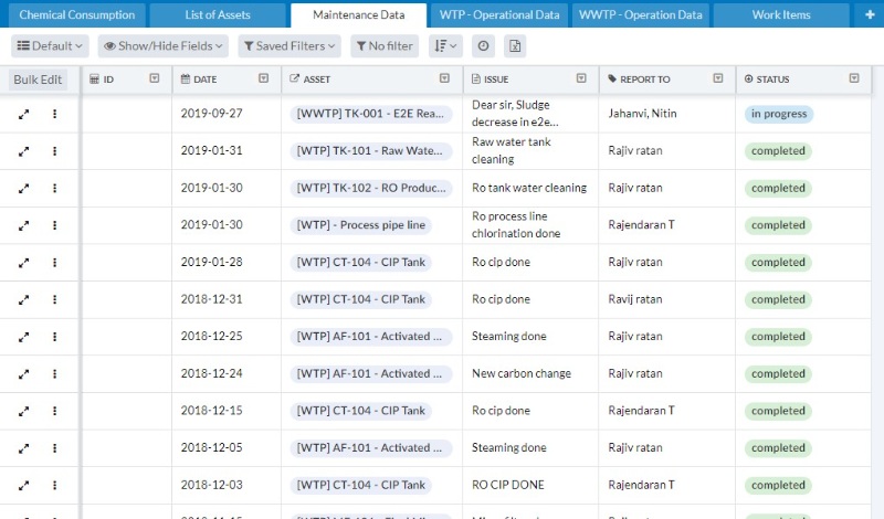 asset maintenance logbook