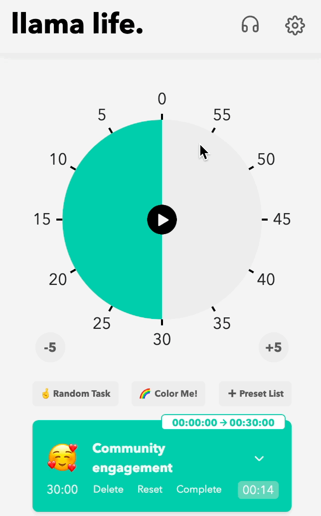 Llama Life productivity app gives you numerous soundscape options