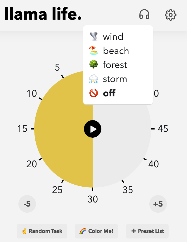 Llama Life gives you numerous brown noise options