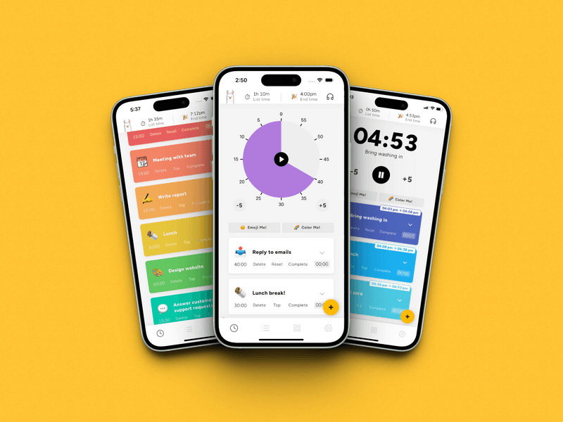 Different views of Llama Life productivity app showing tasks lists and Preset Lists