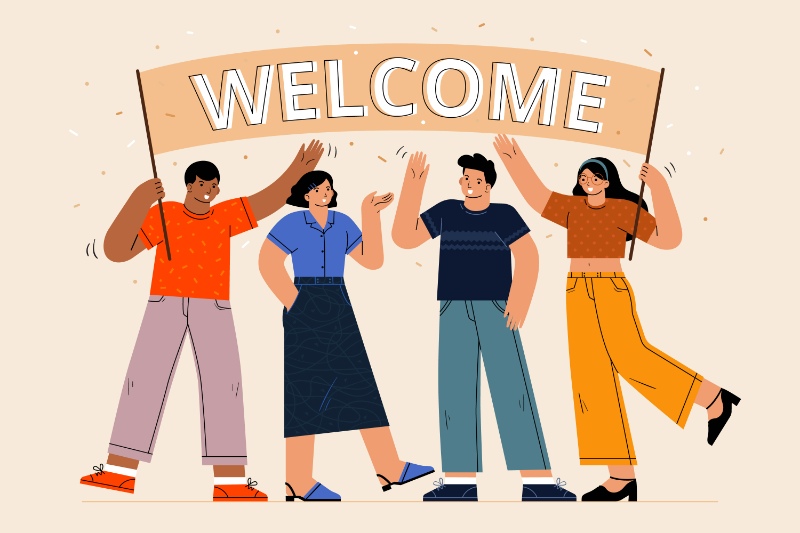 People welcoming illustration