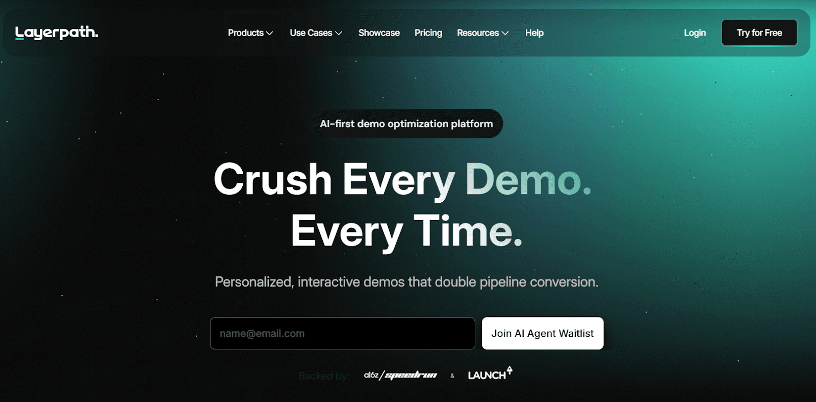 screenshot of layerpath homepage