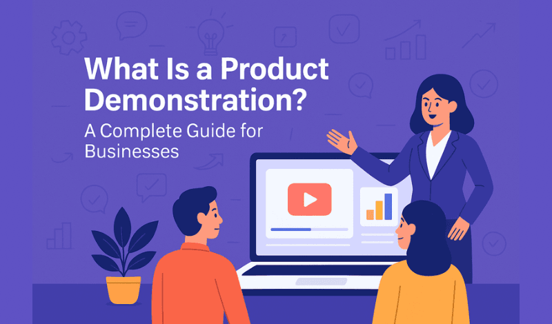 Business product demonstration guide illustration