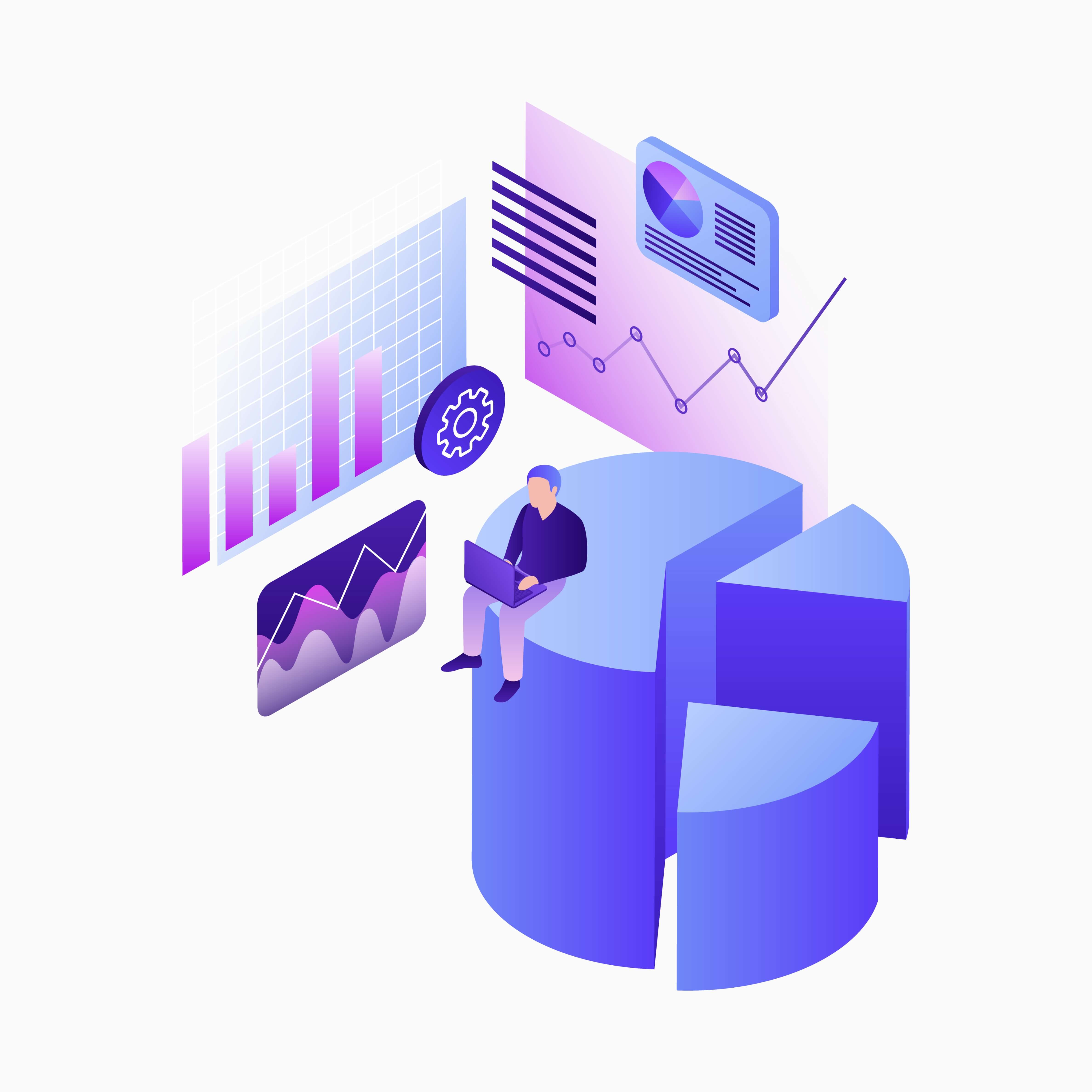 Your personal data analytics illustration data analyse financial growth white template