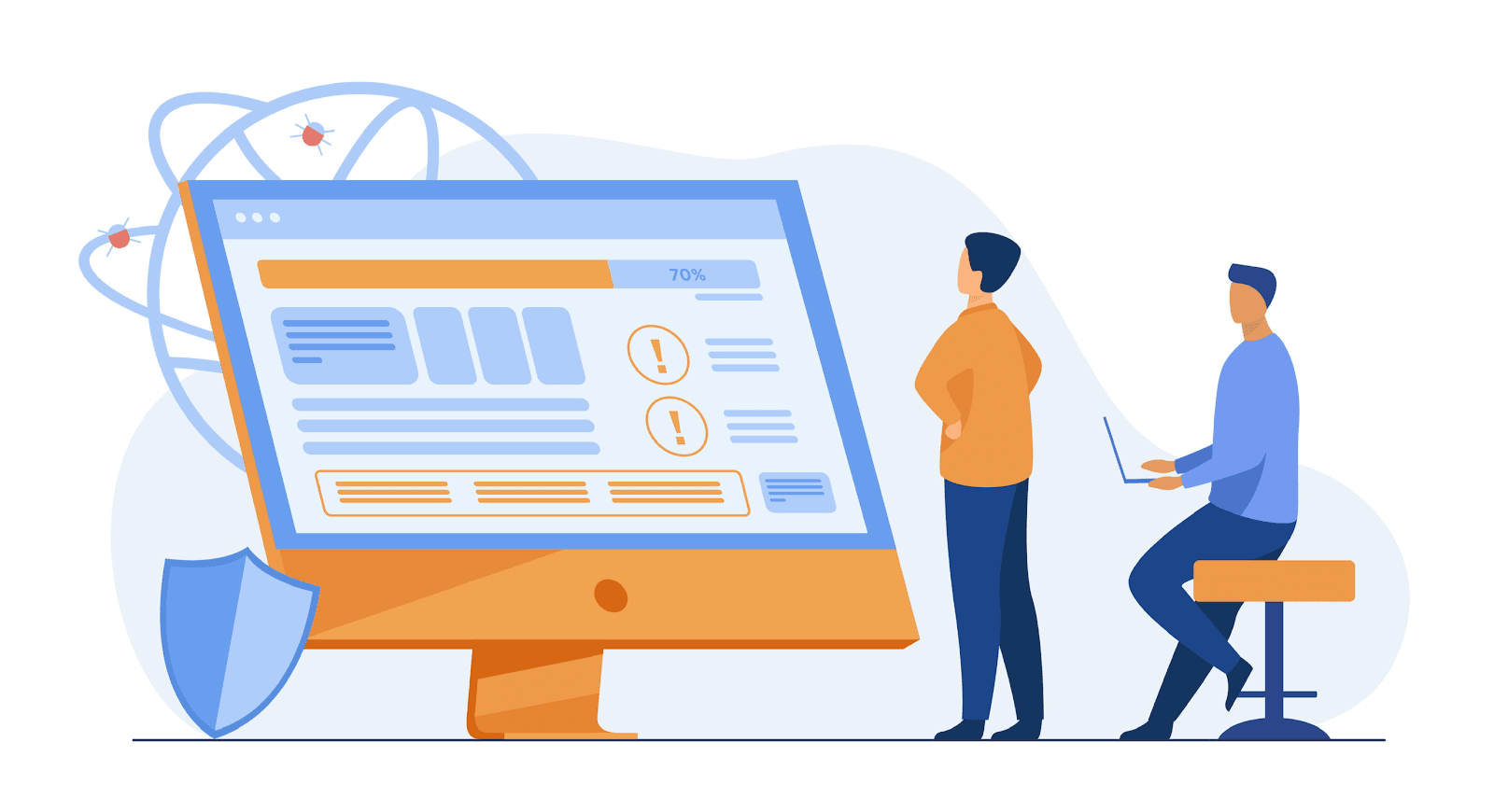 Illustration of developers testing software
