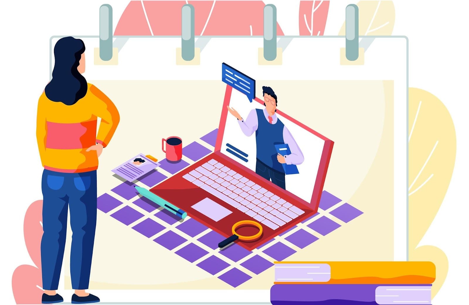 Digital illustration of onboarding tutorial