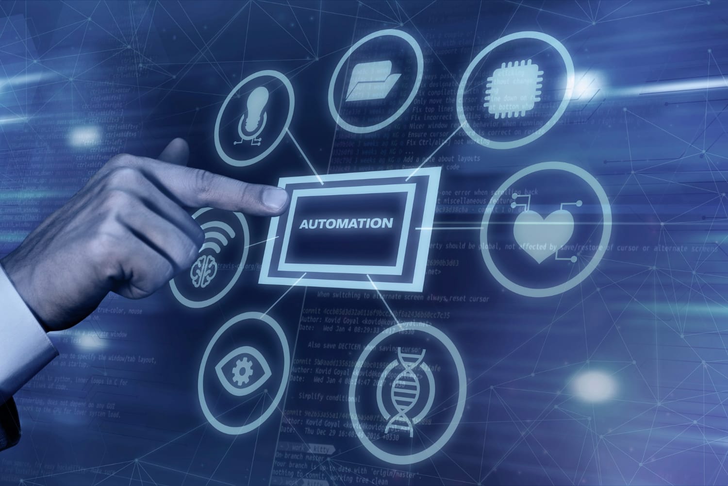 A man using automation tool on the screen