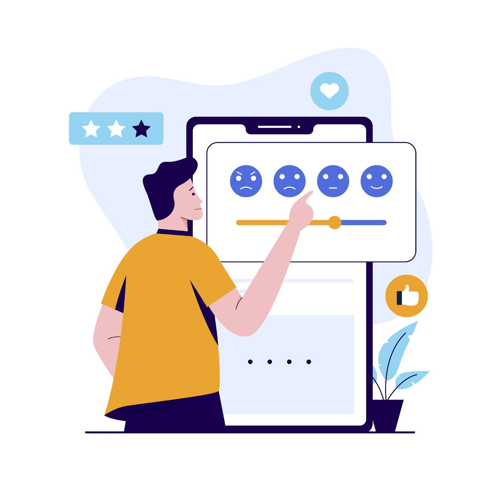 A man giving feedback online infographic