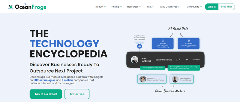 Screenshot of OceanFrog’s home page