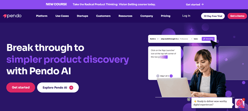 Screengrab of Pendo product tour software