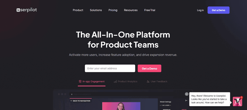 Screengrab of Userpilot product tour software