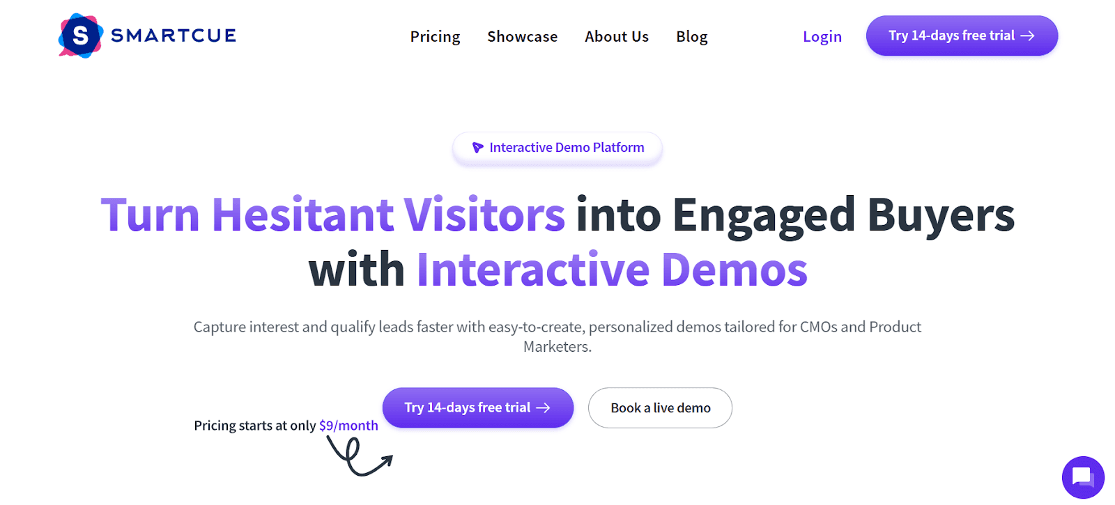 SmartCue homepage screenshot