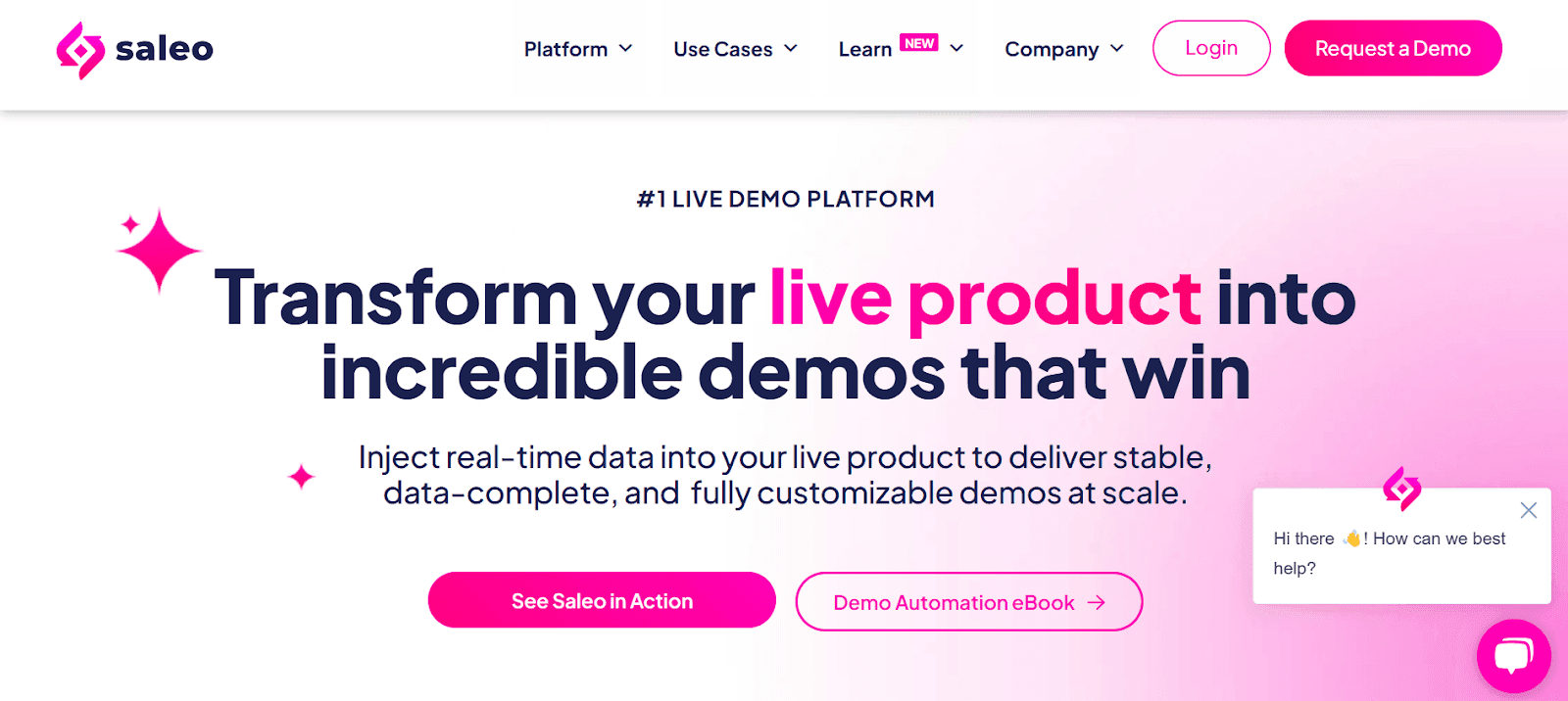 Screenshot of Saleo homepage