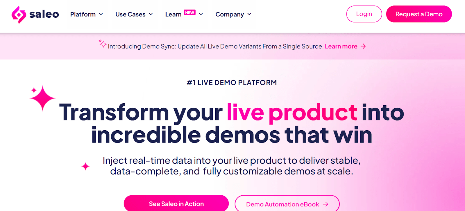 A screenshot of Saleo interactive demo software<br>