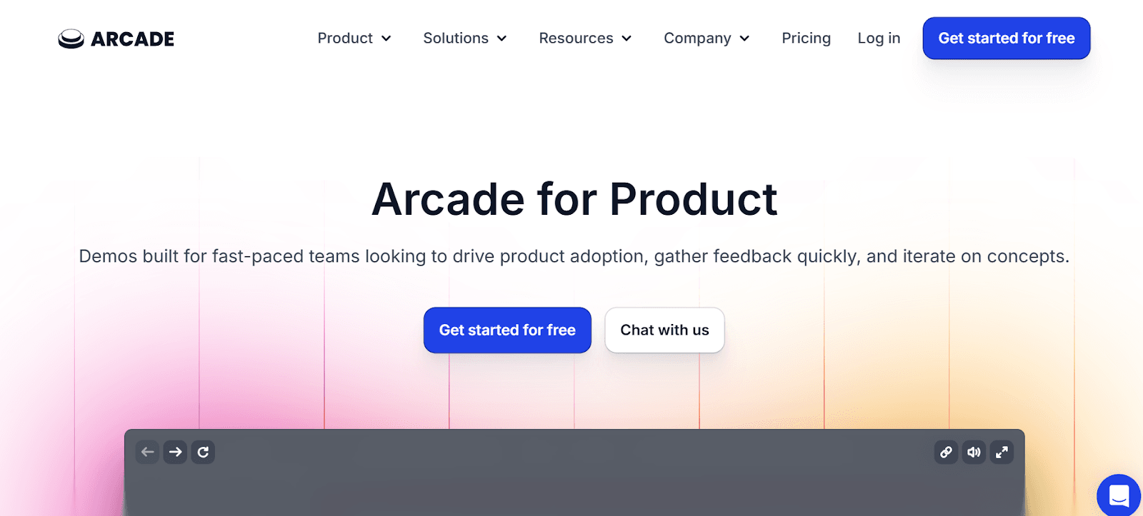 A screenshot of Arcade interactive demo software<br>
