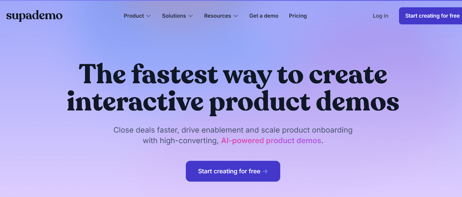 A screenshot of the Supademo interactive demo dashboard