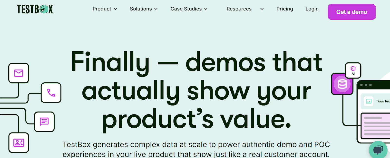 A screenshot of the Testbox demo tool