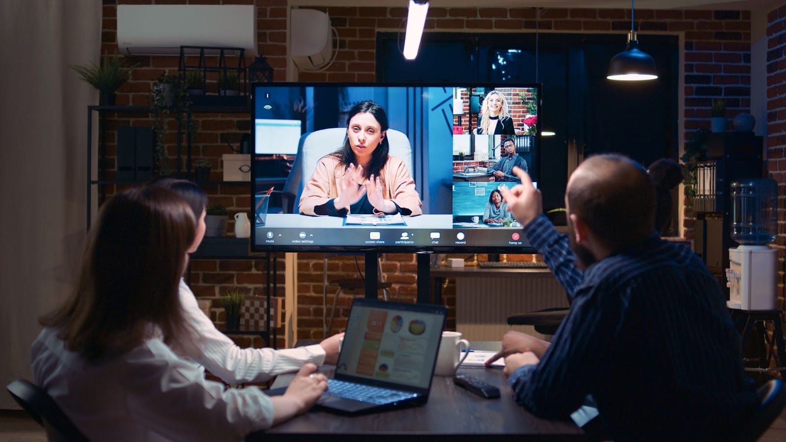 A group of people attending a virtual meeting