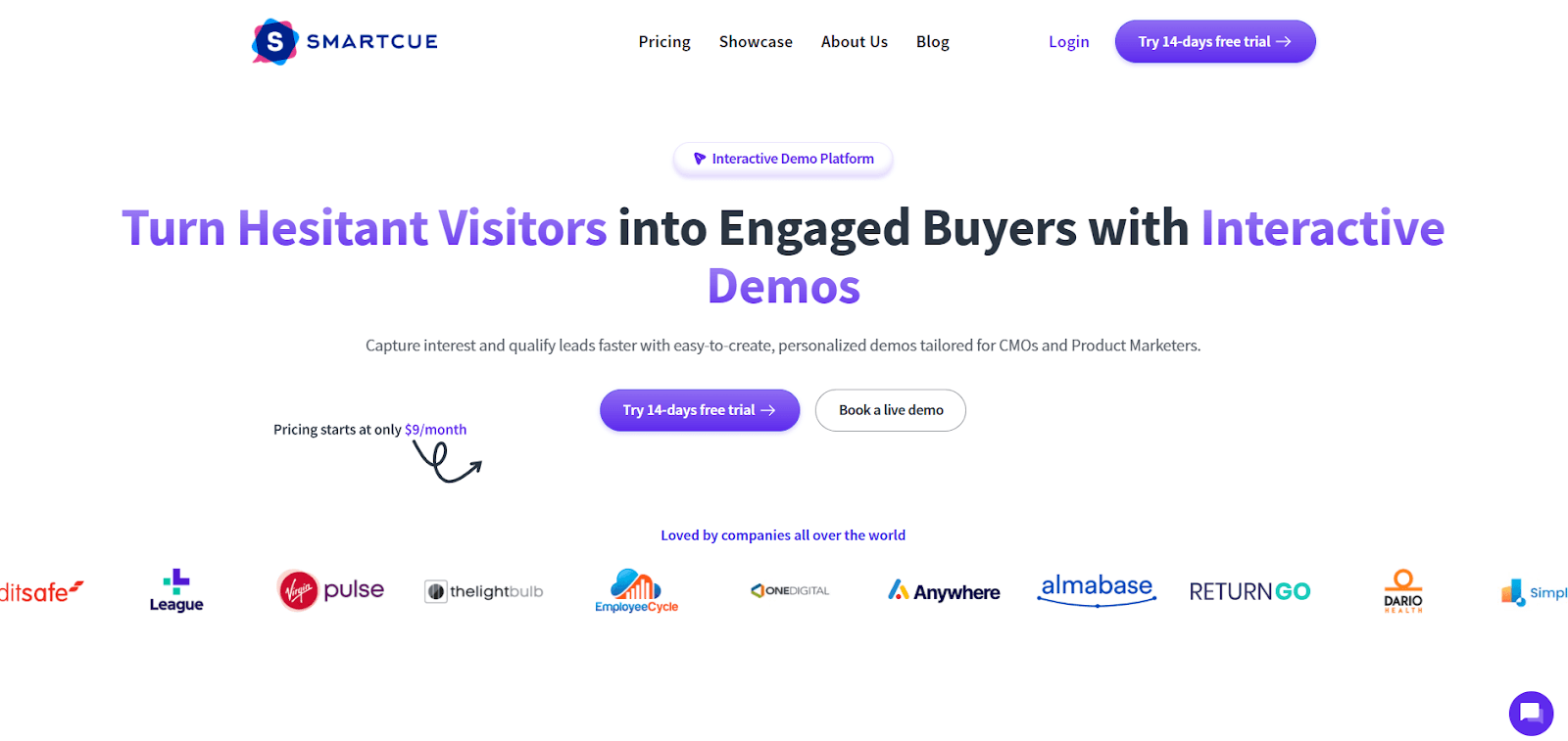 Smartcue’s landing page