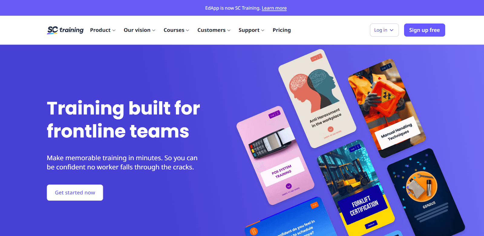 SC Training’s landing page
