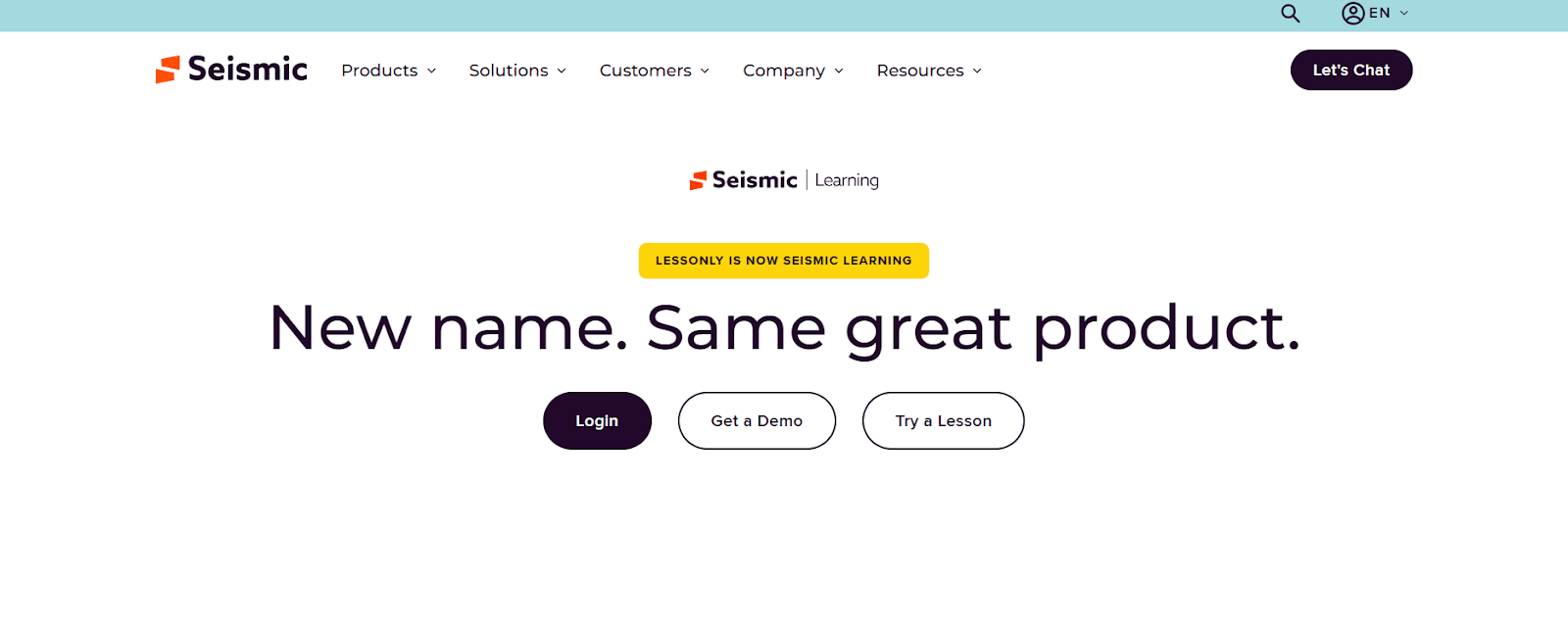 Seismic’s landing page