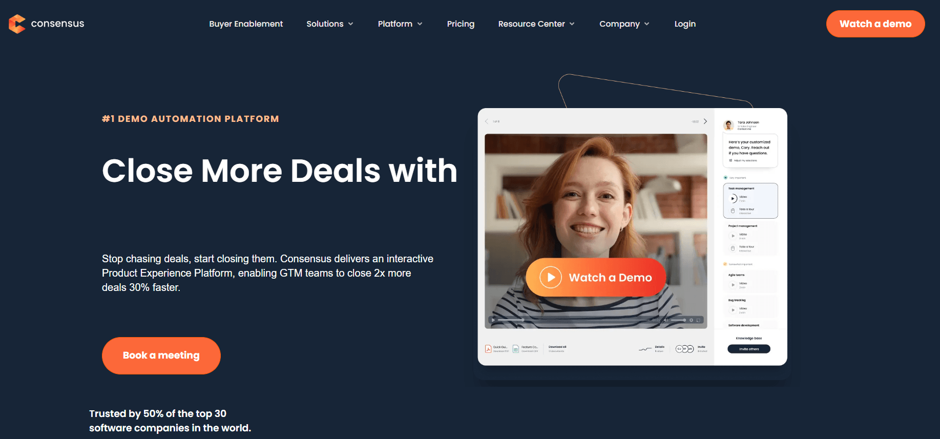 screenshot of Consensus home page