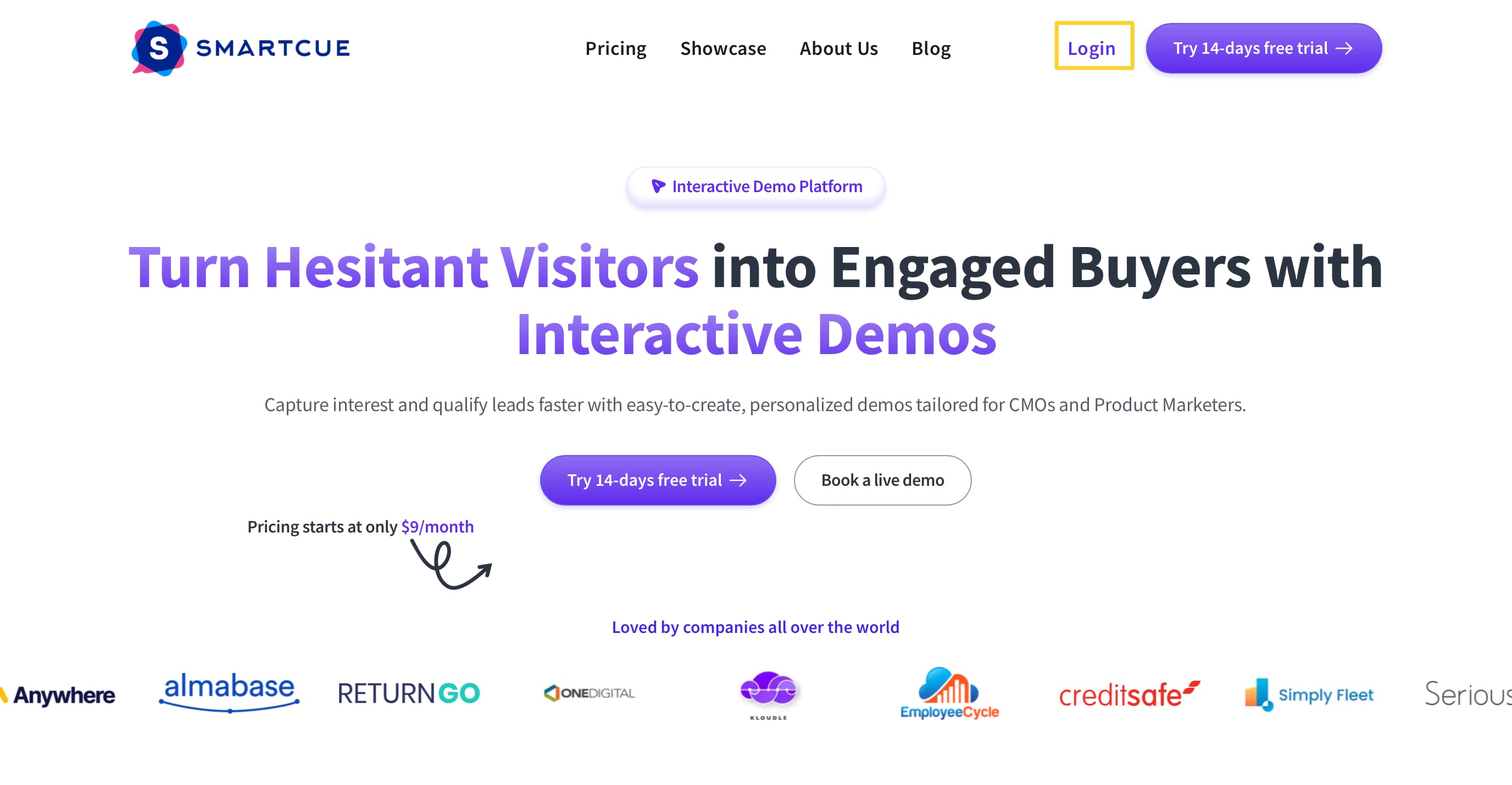 SmartCue landing page