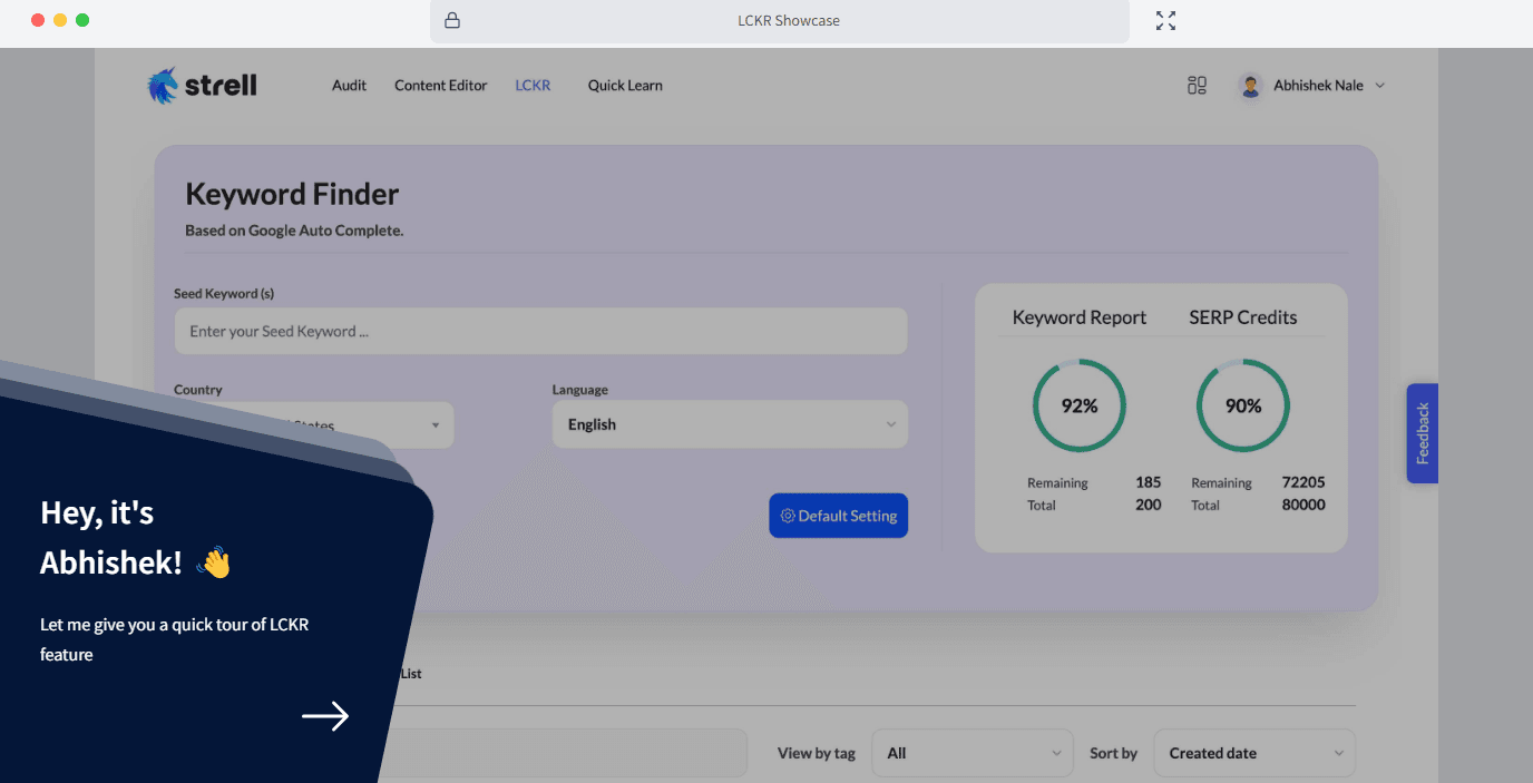 Screenshot of strell demo