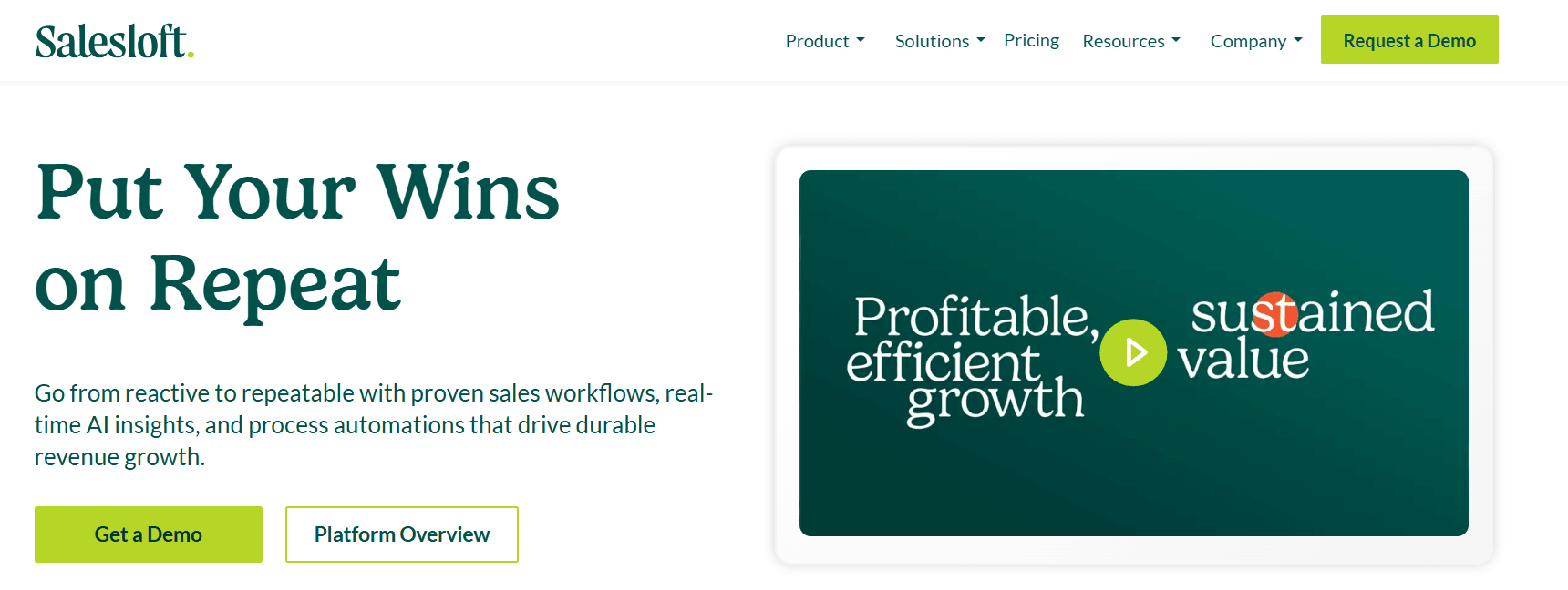 Screenshot of salesloft homepage